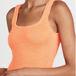 Hunza G Square Neck One Piece Swimsuit - Neon Orange